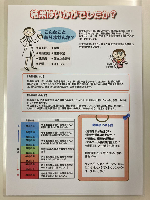 血管年齢計-結果